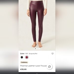 Calzedonia Burgundy Red Leather-Look Thermal Trousers Leggings